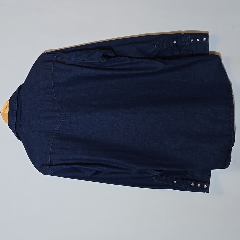 Vintage 90s Men's Carhartt Denim Western Pearl Snap Shirt Rugged Outdoor Work - Picture 12 of 12